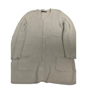 Gudrun Sjoden XL 100% Organic Cotton Knit Beige Tan Long Cardigan Jacket